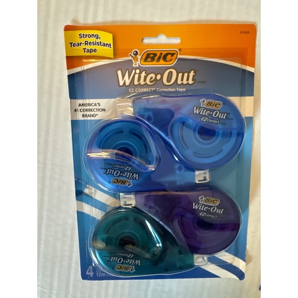 BIC Wite-Out EZ Correct Correction Tape 12 Count Bulk Lot 3pk of 4 Blue Purple